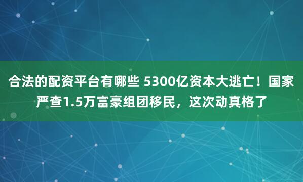 合法的配资平台有哪些 5300亿资本大逃亡!国家严查1.5万富豪组团移民,这次动真格了